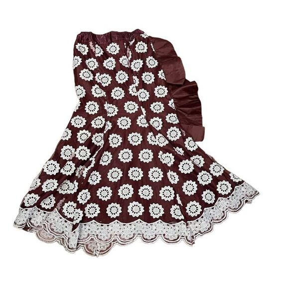 HANDMADE Lace African Style Formal Top Skirt Burgundy White Hand Crafted - Picture 7 of 13